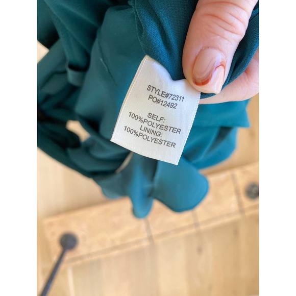 THE IMPECCABLE PIG Women's Forest Green Ruffle V-Neck Sleeveless Jumpsuit size S - Picture 10 of 10